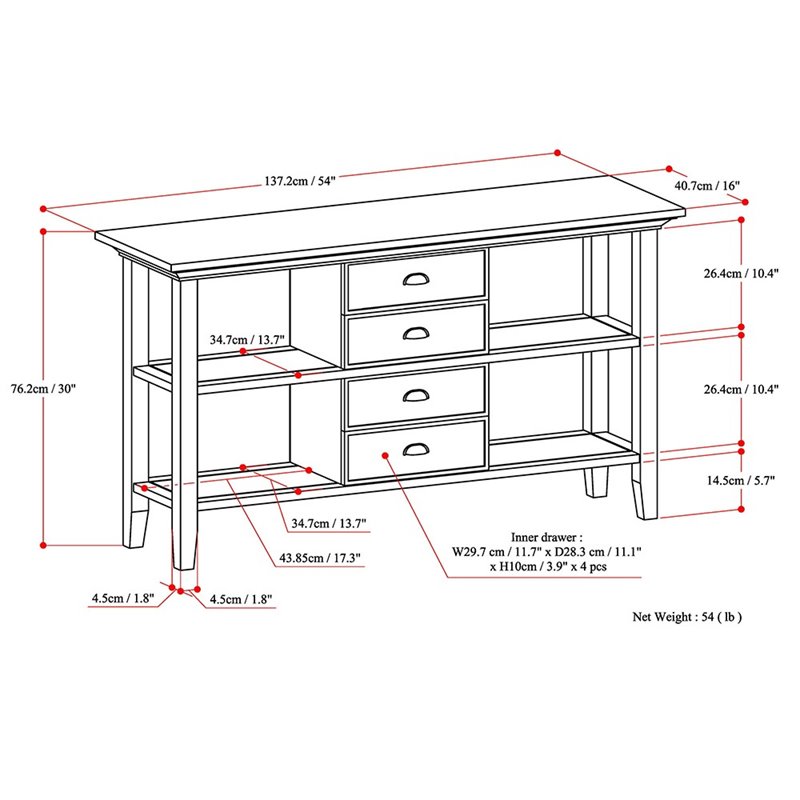 Atlin Designs Console Table in Rustic Natural Aged Brown