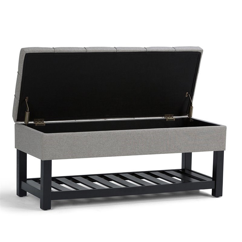 Atlin Designs Transitional Fabric Storage Ottoman Bench in Dove Gray