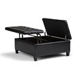 Atlin Designs Faux Leather Midnight Black Coffee Table Ottoman Rectangular Tufted 36