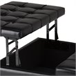 Atlin Designs Faux Leather Midnight Black Coffee Table Ottoman Rectangular Tufted 36