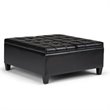 Atlin Designs Faux Leather Midnight Black Coffee Table Ottoman Rectangular Tufted 36