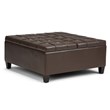 Atlin Designs Faux Leather Chocolate Brown Ottoman Square Tufted 16.5