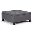 Atlin Designs Linen Slate Gray Ottoman Rectangular Tufted 36