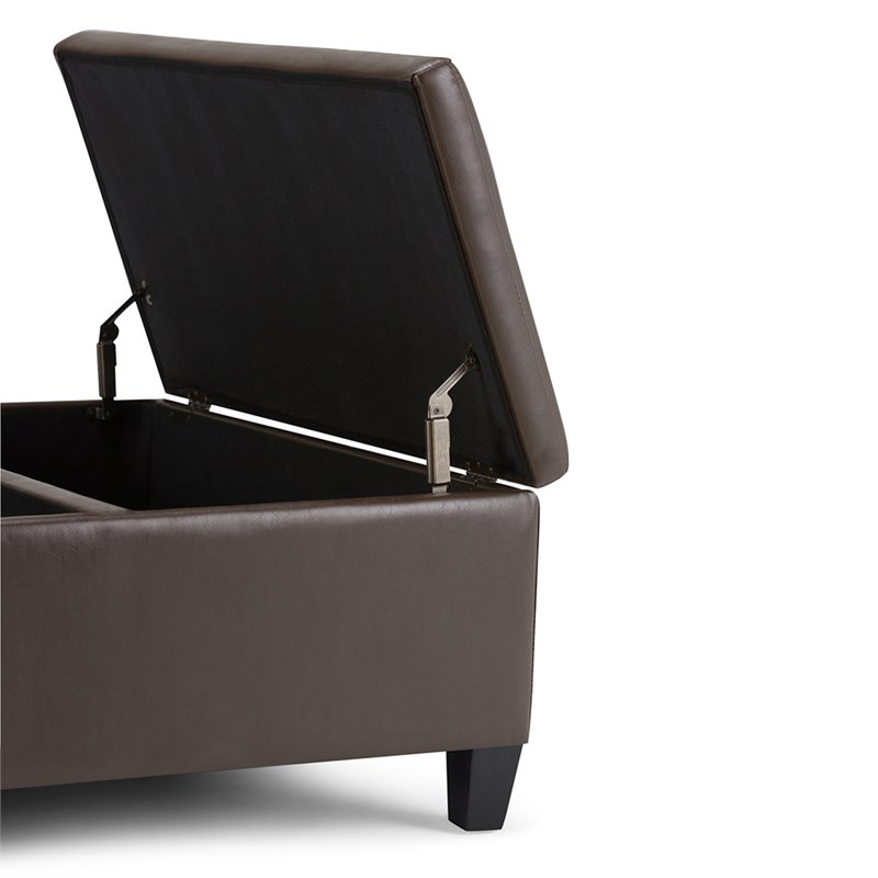 Atlin Designs Storage Coffee Table Ottoman in Chocolate Brown