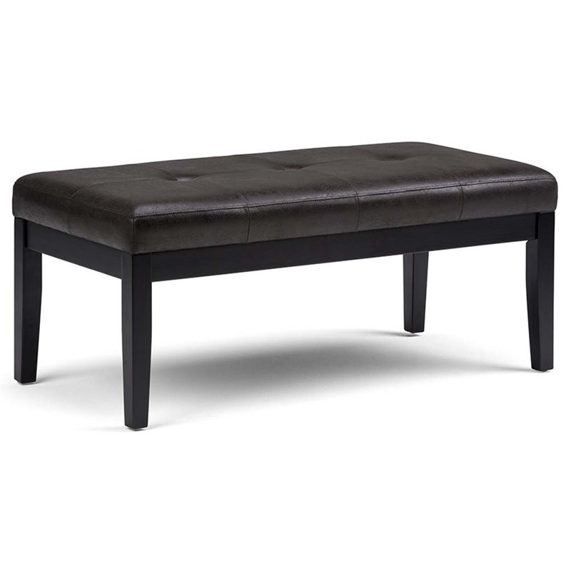 Atlin Designs Faux Leather Tufted Ottoman Bench in Black