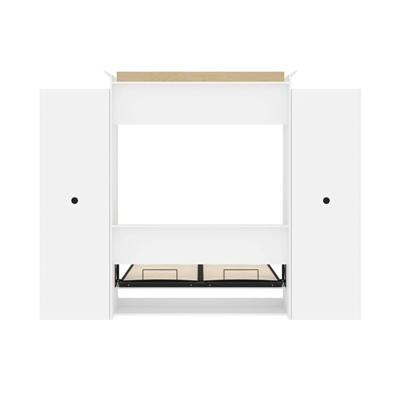 Atlin Designs Wood Queen Murphy Bed & 2 Organizers with Doors in White
