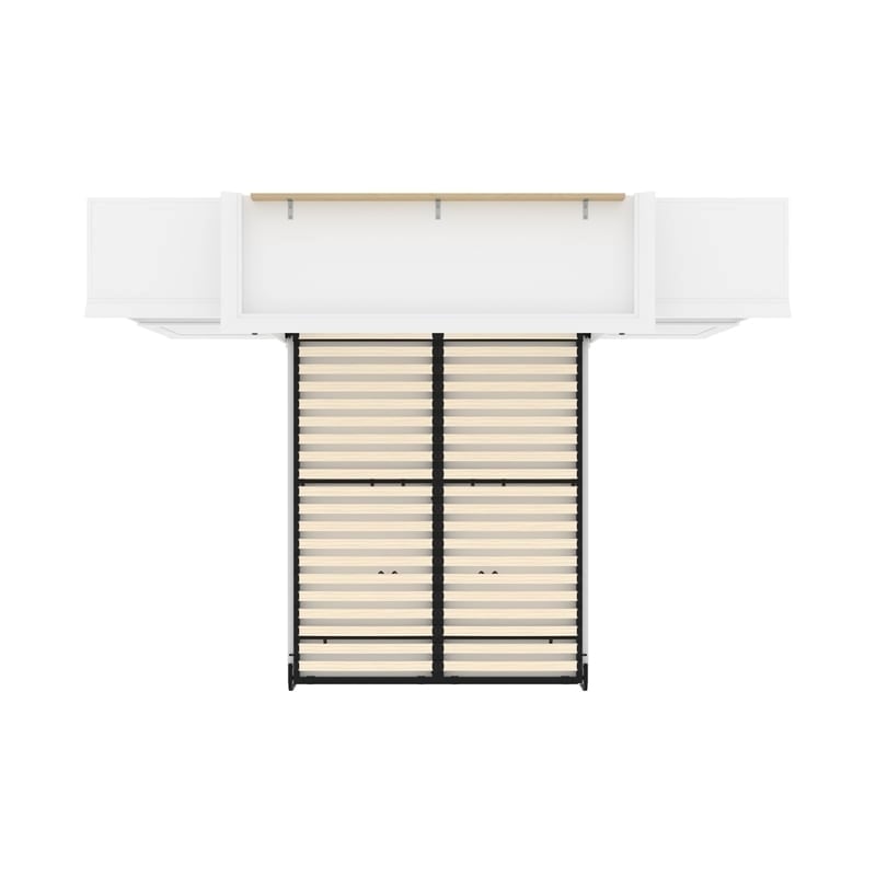 Atlin Designs Wood Queen Murphy Bed & 2 Organizers with Doors in White