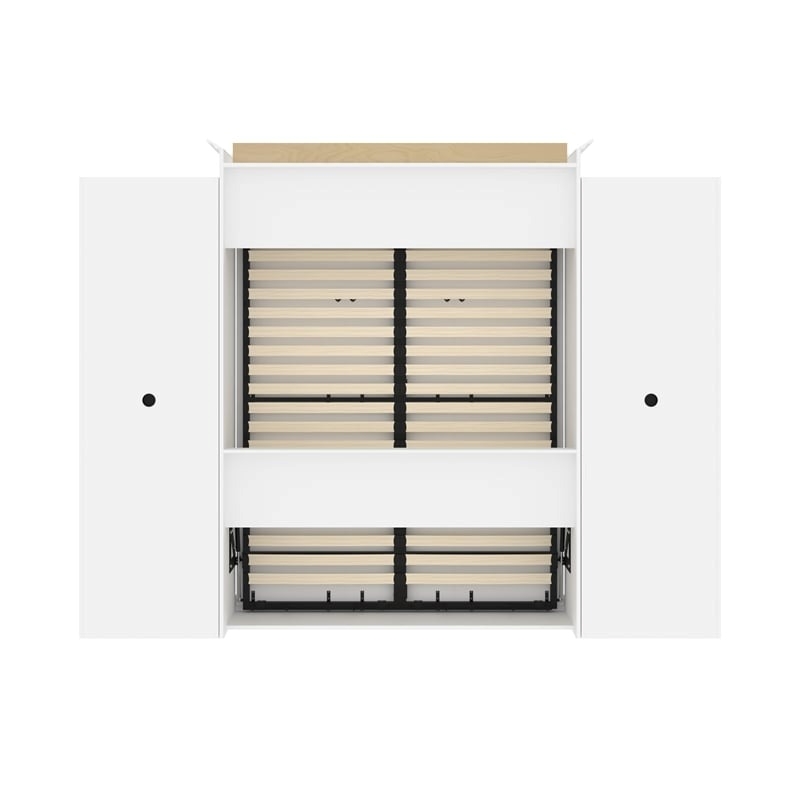 Atlin Designs Wood Queen Murphy Bed & 2 Organizers with Doors in White