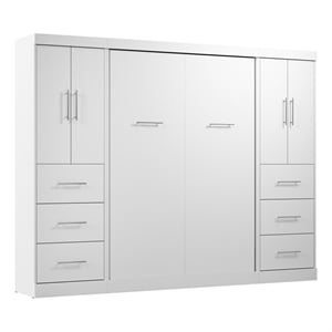 Atlin Designs 109&quot Modern Engineered Wood Full Wall Bed Set in White
