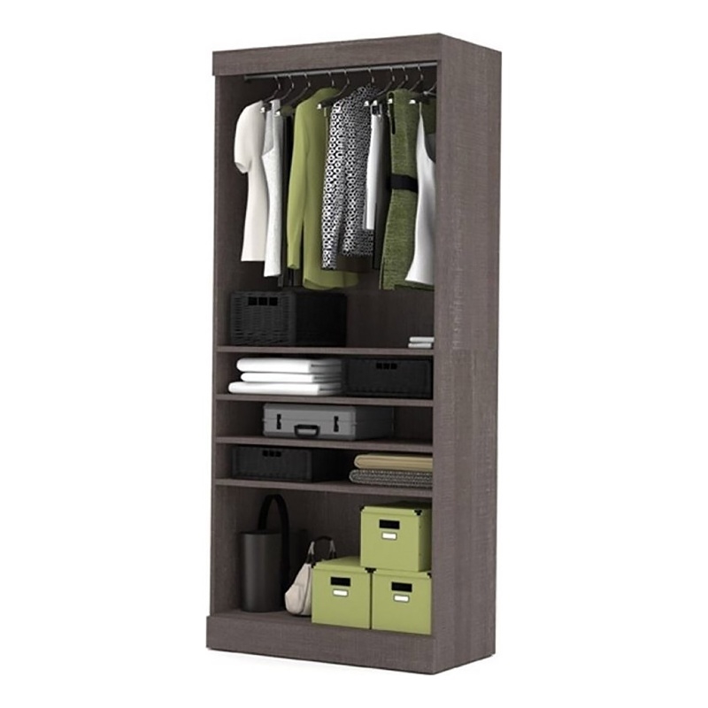 Atlin Designs 3 Adjustable Shelves Wood Storage Unit in Bark Gray