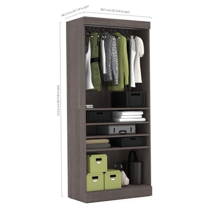 Atlin Designs 3 Adjustable Shelves Wood Storage Unit in Bark Gray