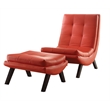Atlin Designs 16'' Modern Faux Leather Lounge Chair and Ottoman in Red