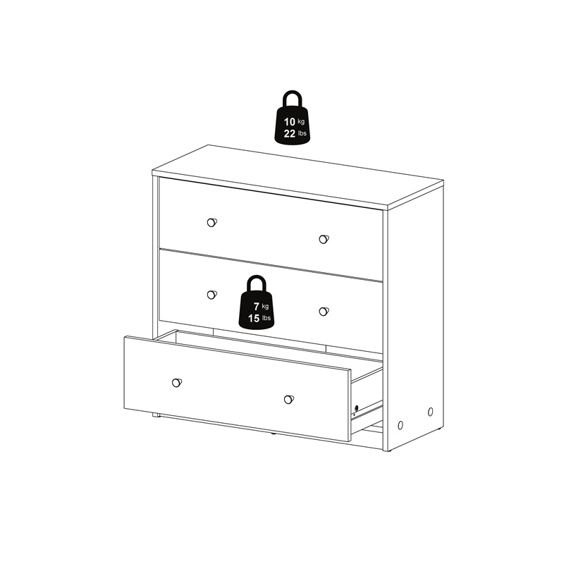 Atlin Designs Contemporary 3-Drawer Engineered Wood Chest in White