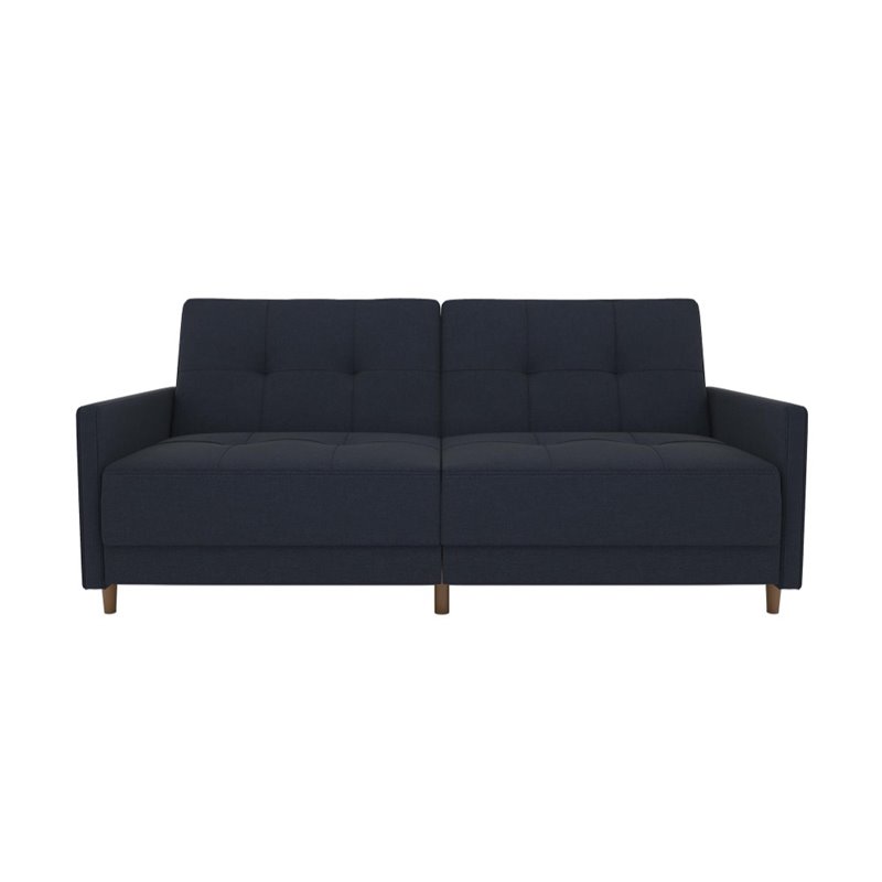 Atlin Designs Linen Convertible Sleeper Sofa in Navy Blue