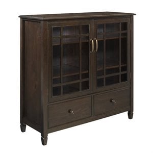 Atlin Designs Solid Pine Dark Chestnut Brown Storage Cabinet Rectangular Adjustable Shelves 46&quotH Unassembled