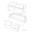 Atlin Designs 5-Piece Modern Faux Leather Storage Ottoman in Cream