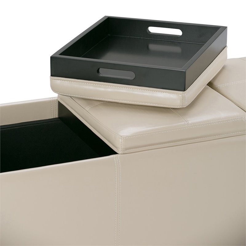 Atlin Designs Faux Leather Storage Bench in Cream