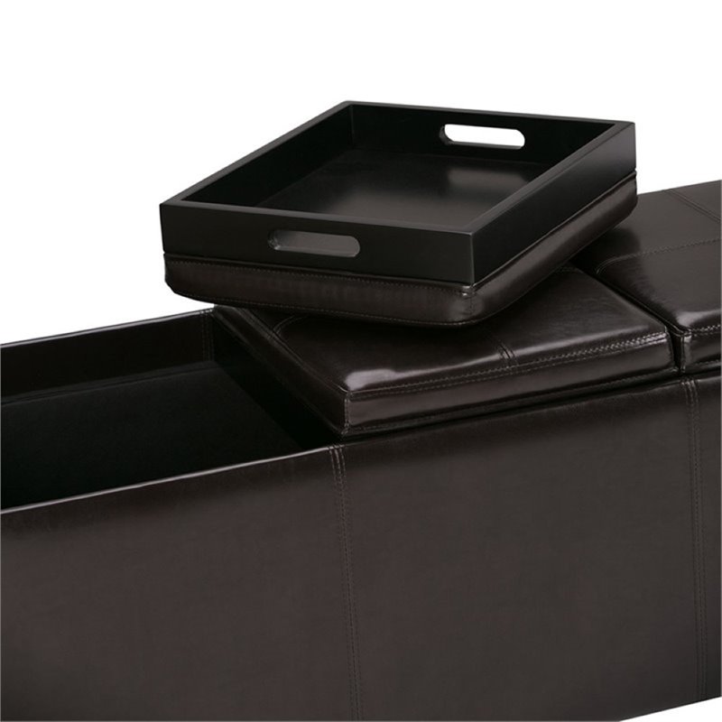 Atlin Designs Faux Leather Storage Bench in Brown