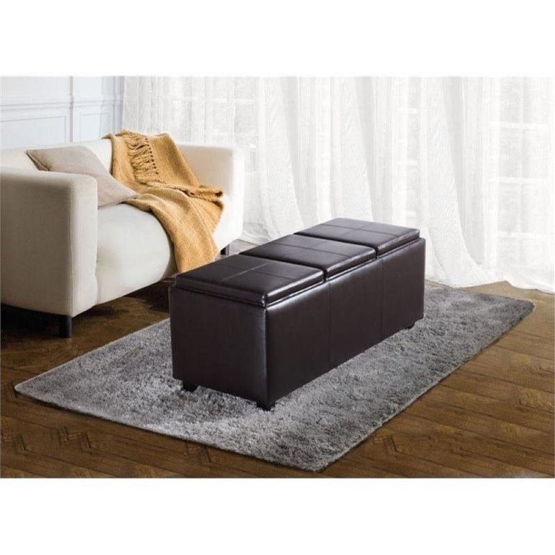 Atlin Designs Faux Leather Storage Bench in Brown