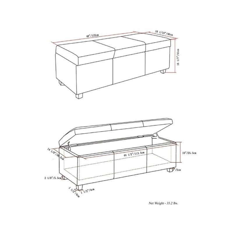 Atlin Designs Storage Bench in Fawn Brown