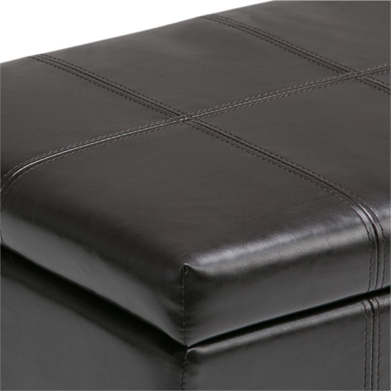 Atlin Designs Faux Leather Brown Bench Rectangular Storage 36
