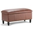 Atlin Designs Faux Leather Pillow Top Storage Bench in Cognac