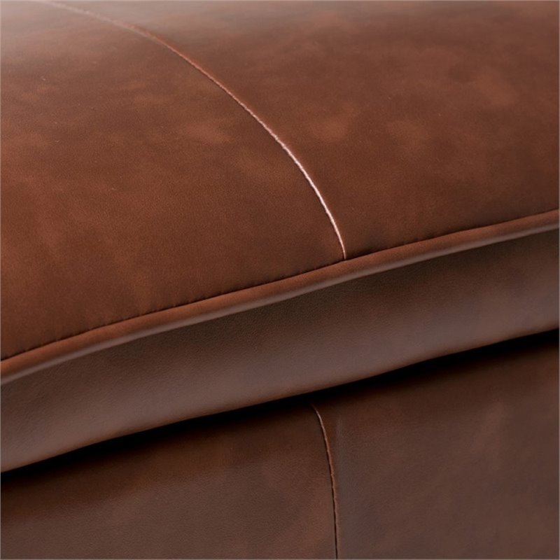 Atlin Designs Faux Leather Pillow Top Storage Bench in Cognac