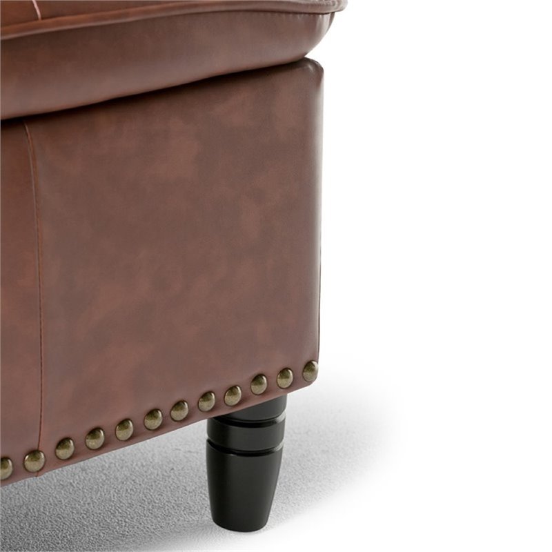 Atlin Designs Faux Leather Pillow Top Storage Bench in Cognac