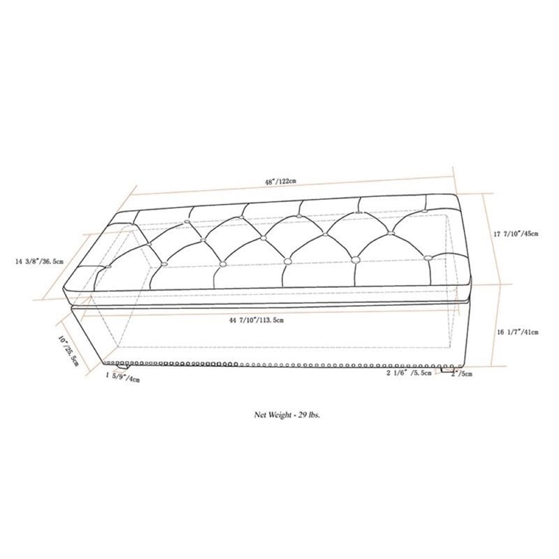 Atlin Designs Bonded Leather Mediterranean Blue Storage Bench Rectangular Tufted 48