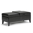 Atlin Designs Faux Leather Storage Bench with Tray in Black
