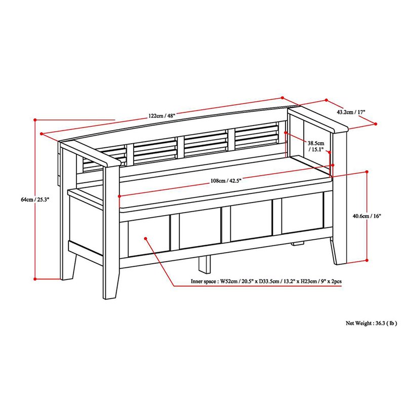 Atlin Designs Entryway Storage Bench in White