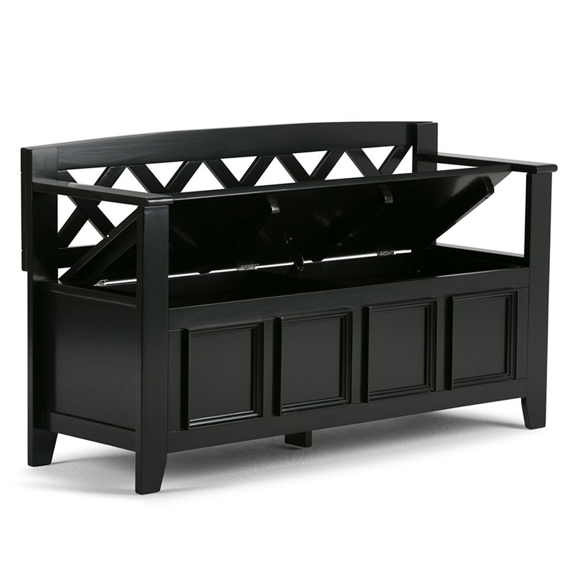 Atlin Designs Solid Pine Black Storage Bench Square 48