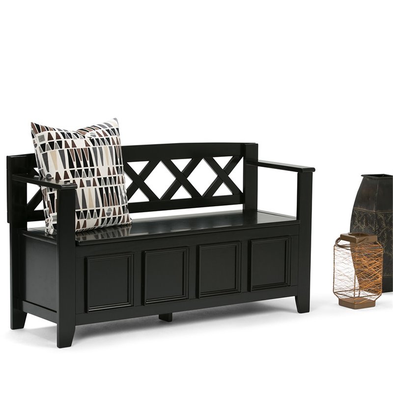 Atlin Designs Solid Pine Black Storage Bench Square 48