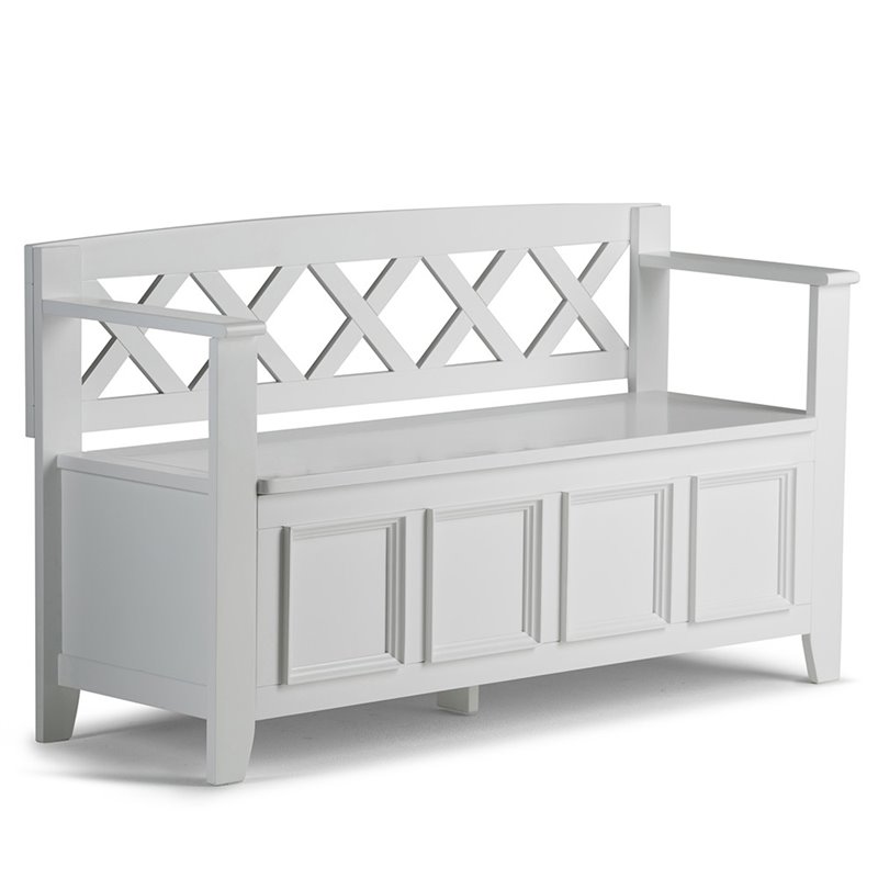 Atlin Designs Solid Pine White Storage Bench Rectangular Large 48