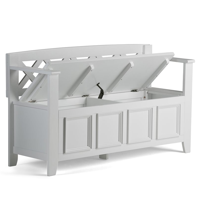 Atlin Designs Solid Pine White Storage Bench Rectangular Large 48