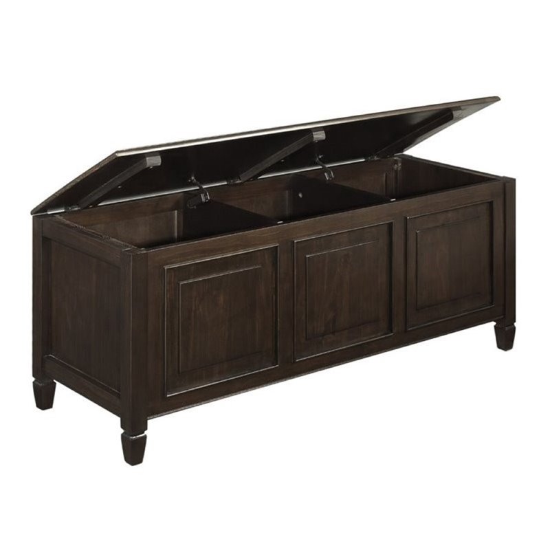Atlin Designs Solid Pine Dark Chestnut Brown Storage Bench Rectangular 51
