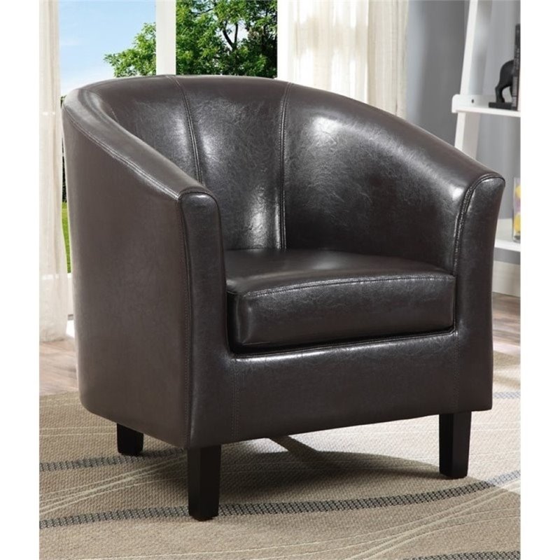 Atlin Designs Faux Leather Tub Chair in Dark Brown