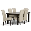 Atlin Designs 7 Piece Transitional Wood/Faux Leather Dining Set in Cream/Brown
