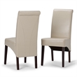 Atlin Designs 7 Piece Transitional Wood/Faux Leather Dining Set in Cream/Brown