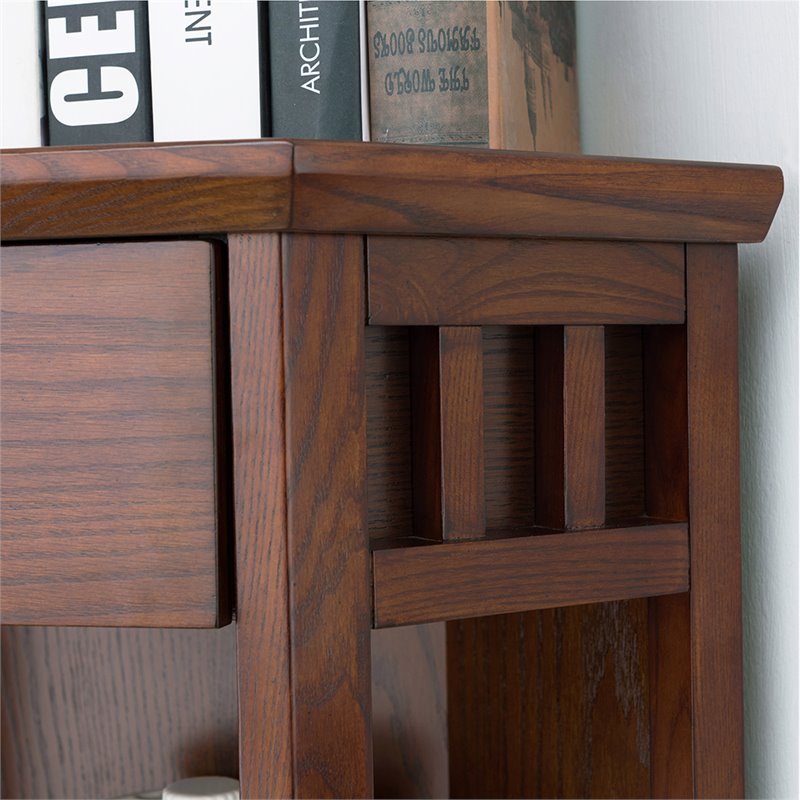 Atlin Designs 3 Shelf Corner Bookcase in Mission Oak