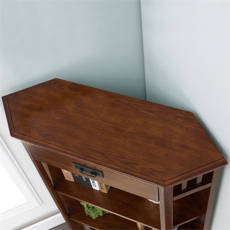 Atlin Designs 3 Shelf Corner Bookcase in Mission Oak