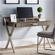 Atlin Designs Computer Desk in Smoke Gray and Brushed Nickel