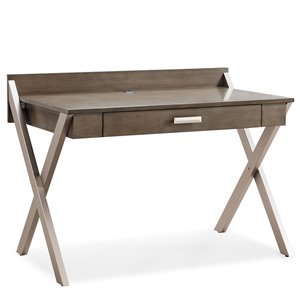 Atlin Designs Computer Desk in Smoke Gray and Brushed Nickel
