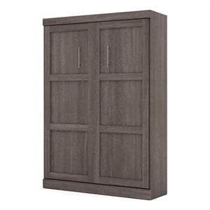 Atlin Designs 84&quot Transitional Wood Full Wall Bed in Bark Gray