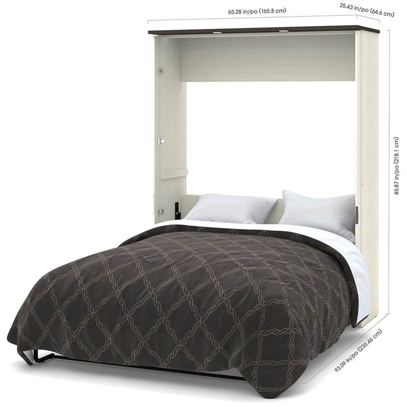 Atlin Designs 3 Piece  Queen Storage Wall Bed Set in White