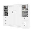 Atlin Designs Wood Full Murphy Bed and 2 Organizers with Drawers in White