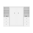 Atlin Designs Wood Full Murphy Bed and 2 Organizers with Drawers in White