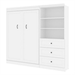 Atlin Designs Contemporary Wood Full Murphy Bed & Organizer w/ Drawers in White