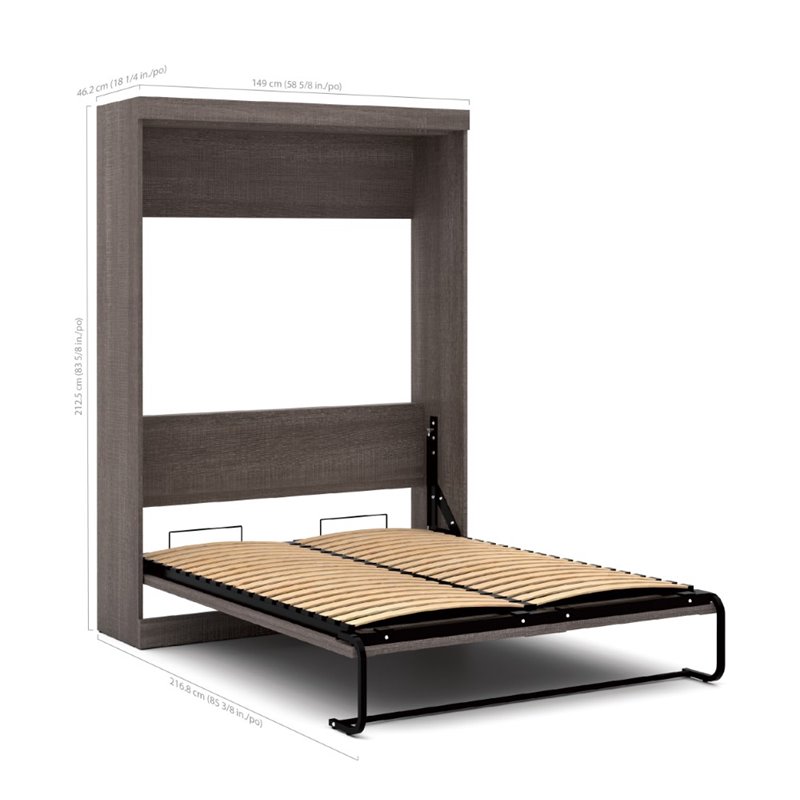 Atlin Designs Engineered Wood Full Murphy Bed in Bark Gray
