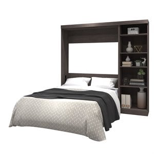 Atlin Designs 84&quot Full Wall Bed with Storage in Bark Gray